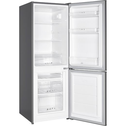 Russell Hobbs RH143FF492E1SS 14cm 70/30 Fridge Freezer with Door-on-door - Stainless Steel - right perspective with door open shot