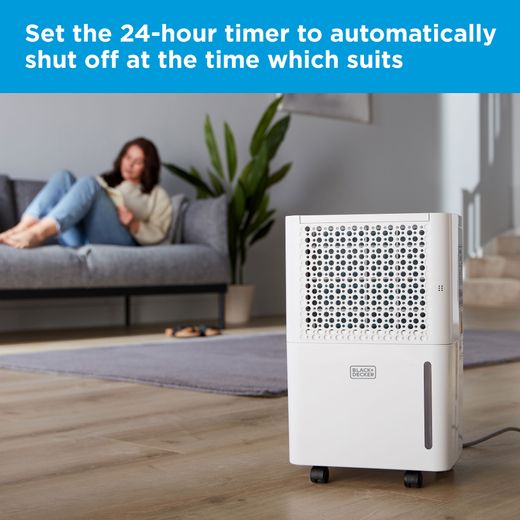 Black + Decker Dehumidifier - White - Annotation -  24hr timer