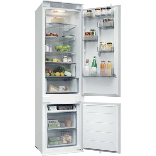 Hoover H-FRIDGE 400 Integrated 70/30 Total No Frost Fridge Freezer with Sliding Door Fixing Kit - White - Right perpsective with door open shot