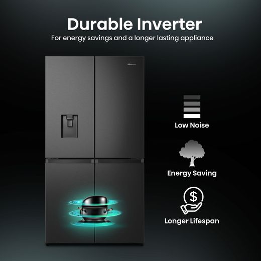 Hisense American Fridge Freezer - Black Stainless Steel - Annotation - Durable inverter shot