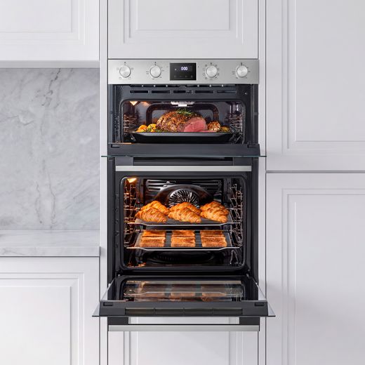 Midea MBOD70M30D0-SS Built In Electric Double Oven - Stainless Steel  - oven cooking food shot