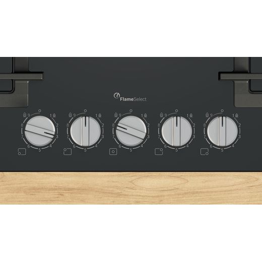 Bosch Series 6 PPQ7A6I40 75cm Gas Hob - Black - Control panel shot