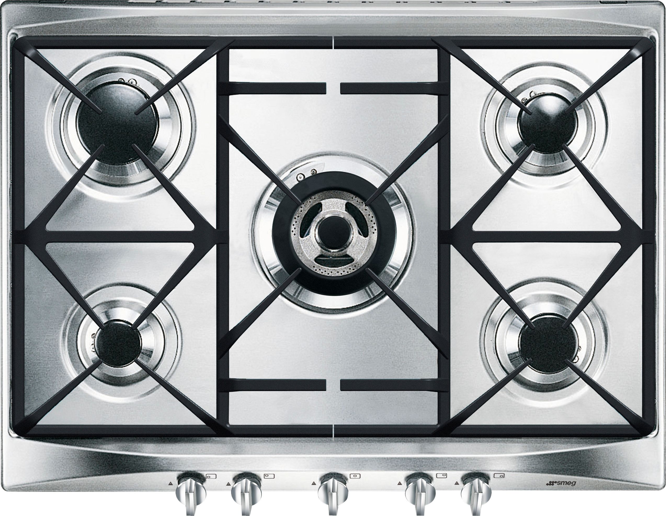 Smeg 5 Burner Gas Hob - Stainless Steel - 68.5cm Wide