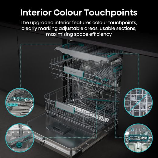 Hisense Fully Integrated Standard Dishwasher - Silver - Annotation - Interior colour touchpoints