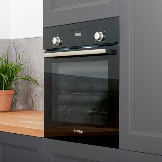 Bosch Series 2 Electric Single Oven - Black - Oven in kitchen cupboard above shot