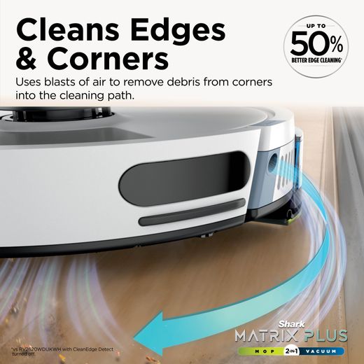 Shark Matrix Plus 2-in-1 Robotic Vacuum Cleaner - Silver - Annotation - Cleans edges and corners