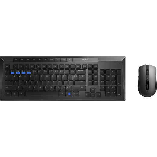 Rapoo 8200M Multi-mode Desktop Combo Set Wireless USB Keyboard - Black