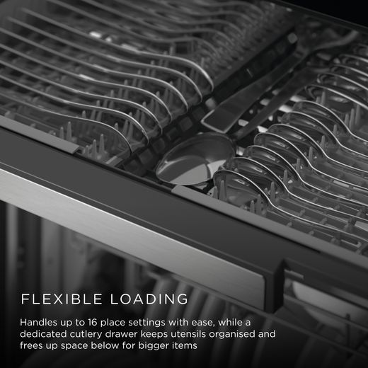 Fisher & Paykel Series 7 Fully Integrated Standard Dishwasher - Black - Annotation - flexible loading shot