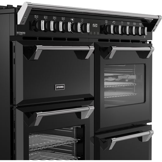 Stoves Richmond Deluxe 110cm Dual Fuel Range Cooker - Black - Close up shot