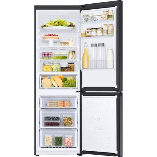 Samsung Frost Free Fridge Freezer - Black - Front with door open shot