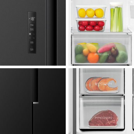 Fridgemaster American Fridge Freezer - Black - Close up detail shot