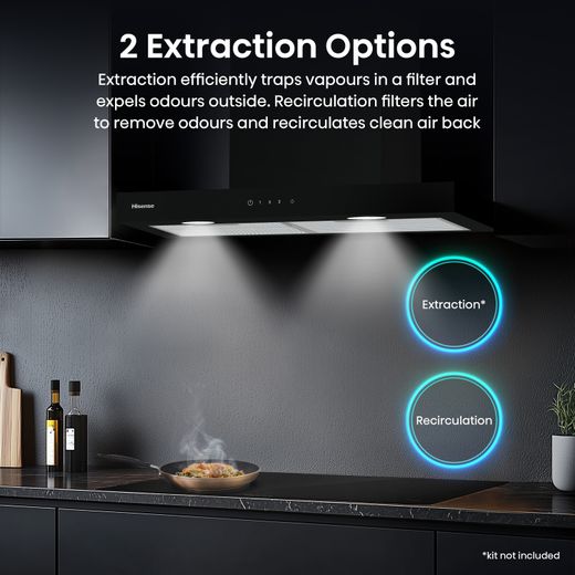 Hisense CH6T14BBUK 60cm Chimney Cooker Hood - Black - Annotation - 2 extraction options