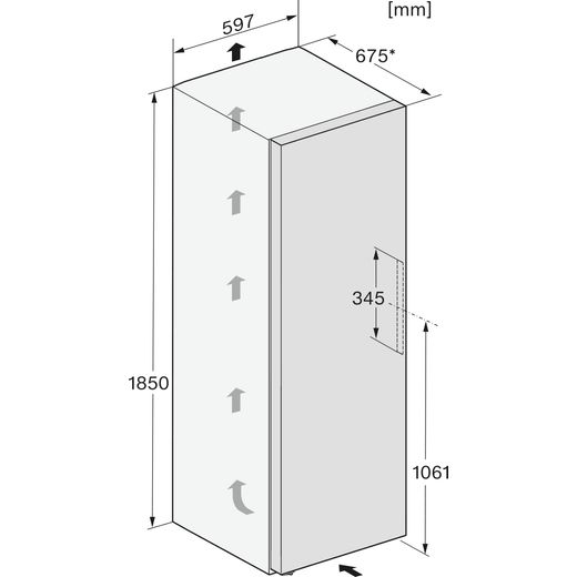Miele Frost Free Upright Freezer - White - Dimensions