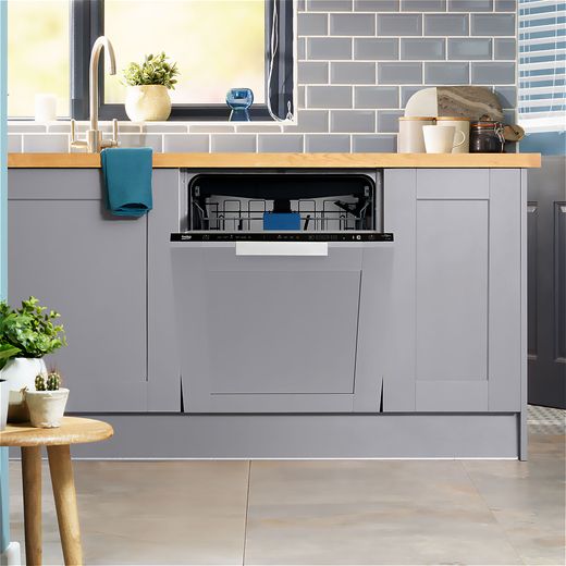 Beko HygieneIntense™ Fully Integrated Standard Dishwasher - Black with Fixed Door Fixing Kit - Dishwasher in kitchen shot