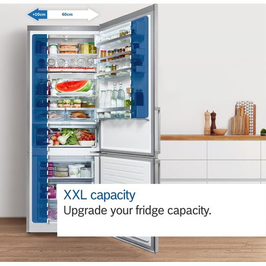 Bosch Series 4 70/30 Frost Free Fridge Freezer - Stainless Steel Effect - Annotation - xxl capacity shot