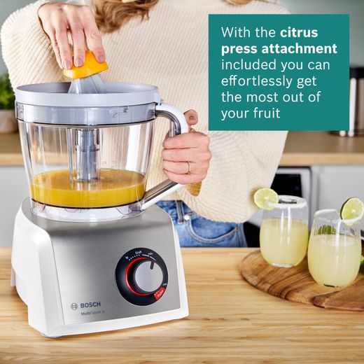 Bosch MultiTalent 8 3.9 Litre Food Processor - White / Stainless Steel - Annotation - Citrus press attachment