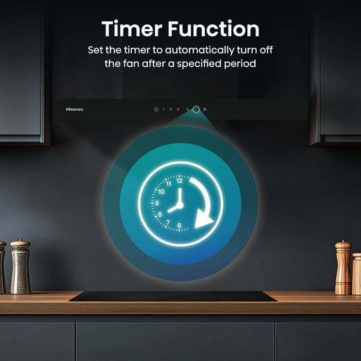 Hisense CH6T14BBUK 60cm Chimney Cooker Hood - Black - Annotation - Timer function