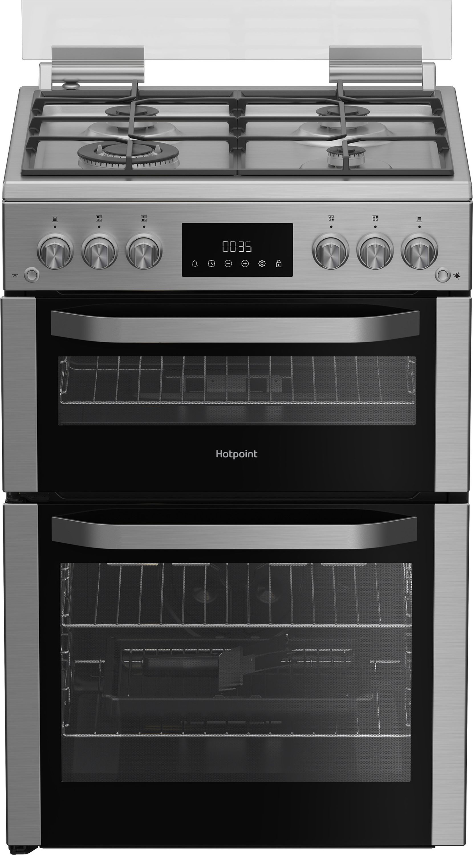 Image of Hotpoint HDG6GDCWX 60cm wide Double Oven Gas Cooker - Stainless Steel, Stainless Steel
