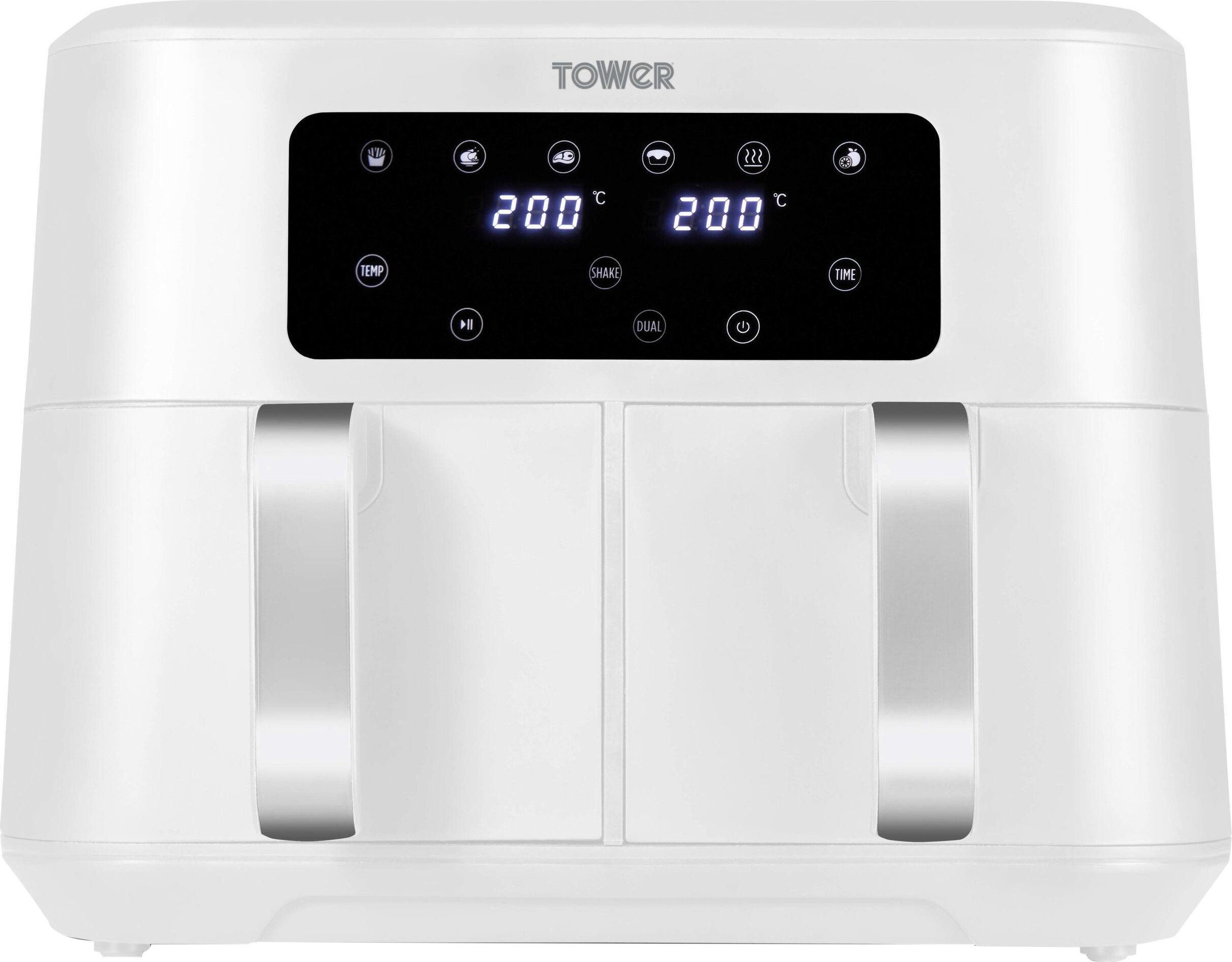 Tower T17137WHT Dual Drawer Air Fryer - White, White