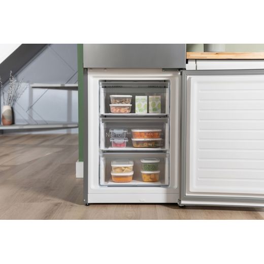 Bosch Series 4 60/40 Frost Free Fridge Freezer - Stainless Steel Effect  - Freezer with door open shot