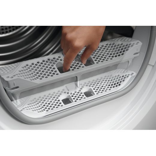AEG SensiDry Technology TR718L4B 8Kg Heat Pump Tumble Dryer - White - Filter being removed