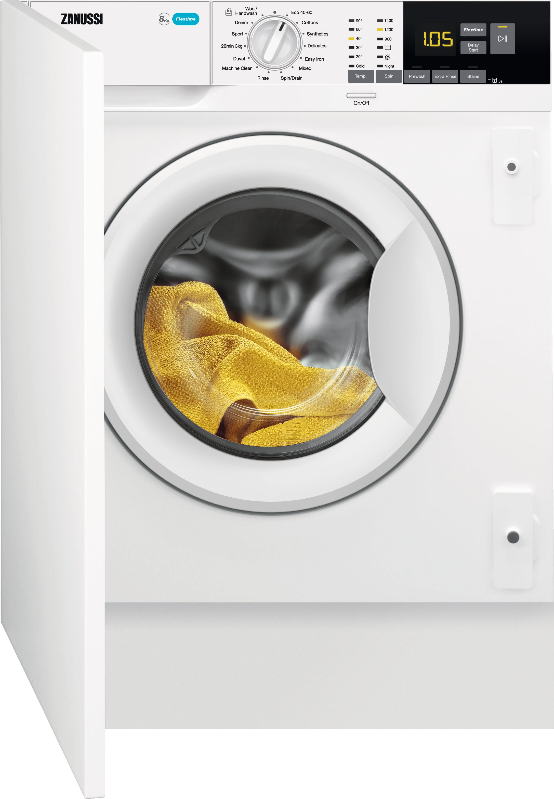 Zanussi ZW84PCBI Integrated 8kg Washing Machine with 1400 rpm - White - B Rated, White