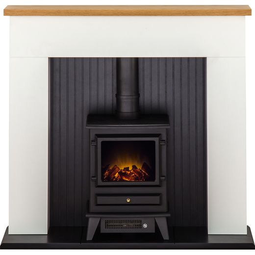 Adam Fires Innsbruck Suite with Hudson Electric Fire 21880 Log Effect Suite And Surround Fireplace - Black