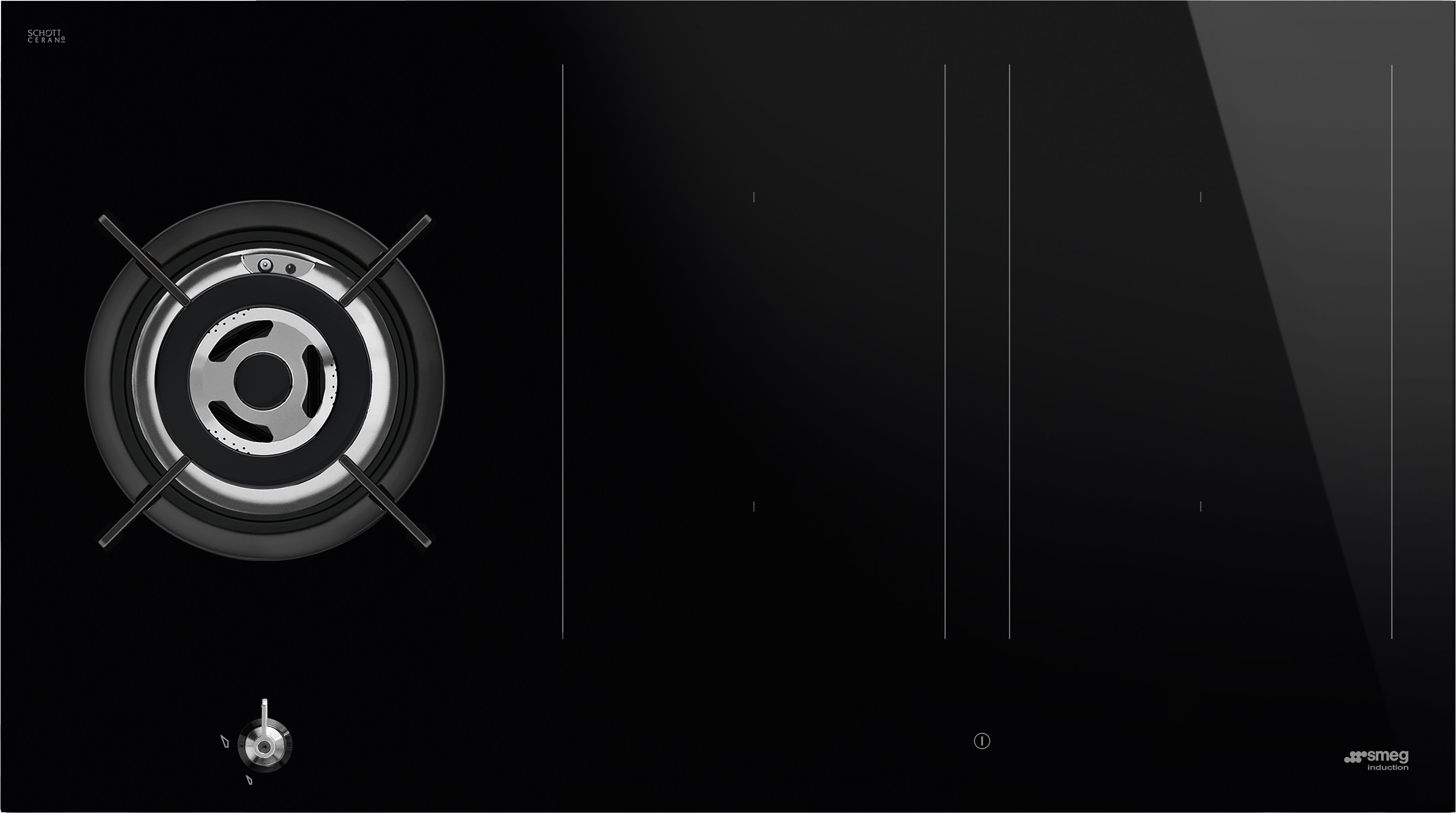 Image of Smeg Classic PM3953D 90cm Mixed Fuel Induction Hob - Black, Black