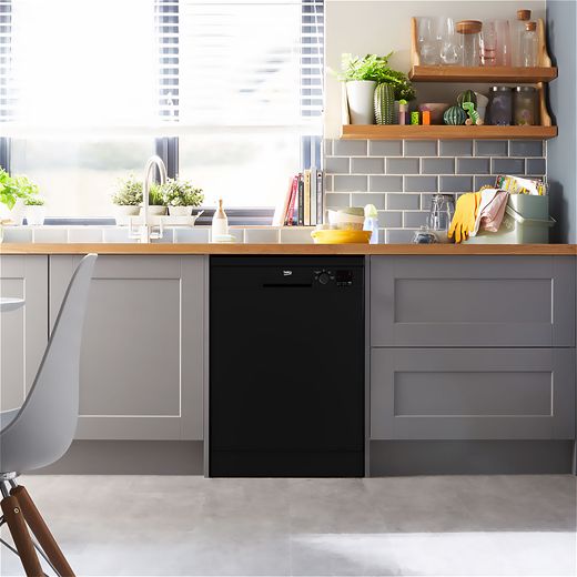 Beko Standard Dishwasher - Black - Dishwasher in kitchen shot