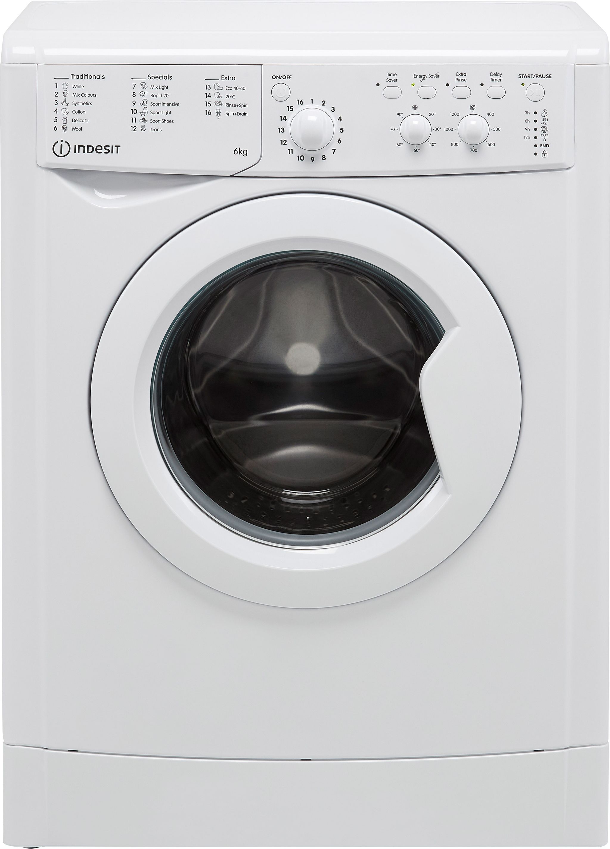 Indesit IWSC61251WUKN 6kg Washing Machine with 1200 rpm - White - F Rated, White
