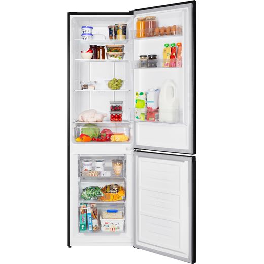 Russell Hobbs RH181TNF552E1B 181cm 60/40 Frost Free Fridge Freezer with Door-on-door - Black - Front with door open shot
