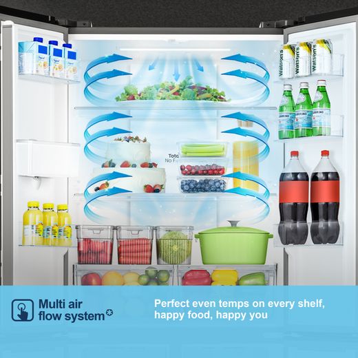 Fridgemaster American Fridge Freezer - Black - Annotation - Multi air flow