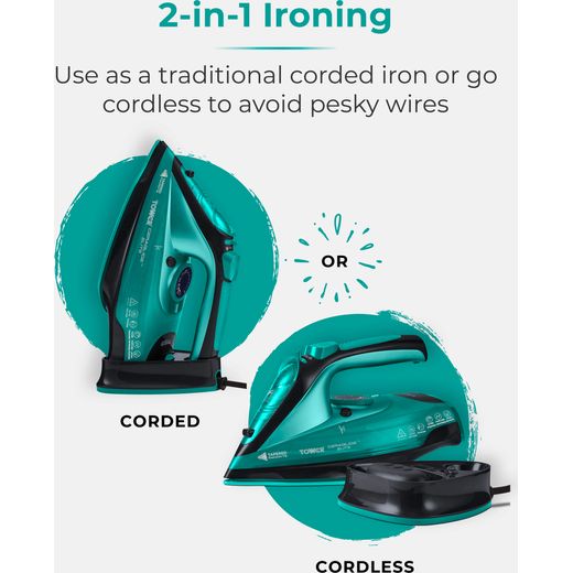 Tower T22008TL 2400 Watt Iron -Teal - Annotation - 2 in 1 iron shot