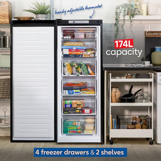 Russell Hobbs Small Frost Free Fridge Freezer - Black - Annotation - 174L capacity