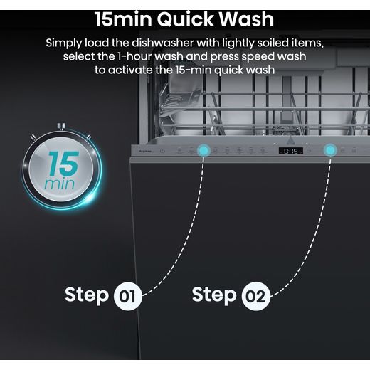 Hisense Integrated Standard Dishwasher - Black - Annotation - 15 minute quick wash