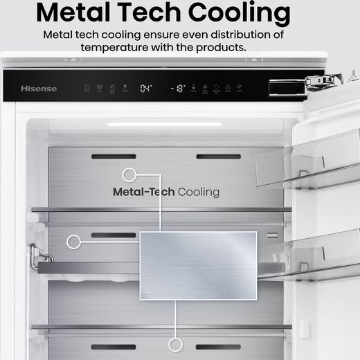 Hisense Integrated 60/40 Total No Frost Fridge Freezer with Fixed Door Fixing Kit - White  - Annotation -   Annotation- Metal tech cooling