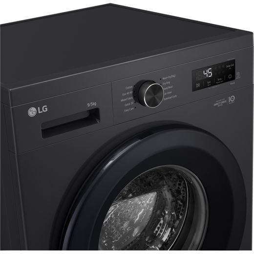 LG X10 Series ThinQ™ W4X1095NNK Wifi Connected 9Kg / 5Kg Washer Dryer with 1400 rpm - Black - Close up shot 