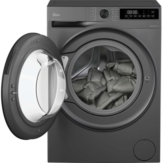 Hoover HBR 412BL10-80 HBR 412BL10G-80 12kg Washing Machine with 1400 rpm - Graphite - front with door open shot