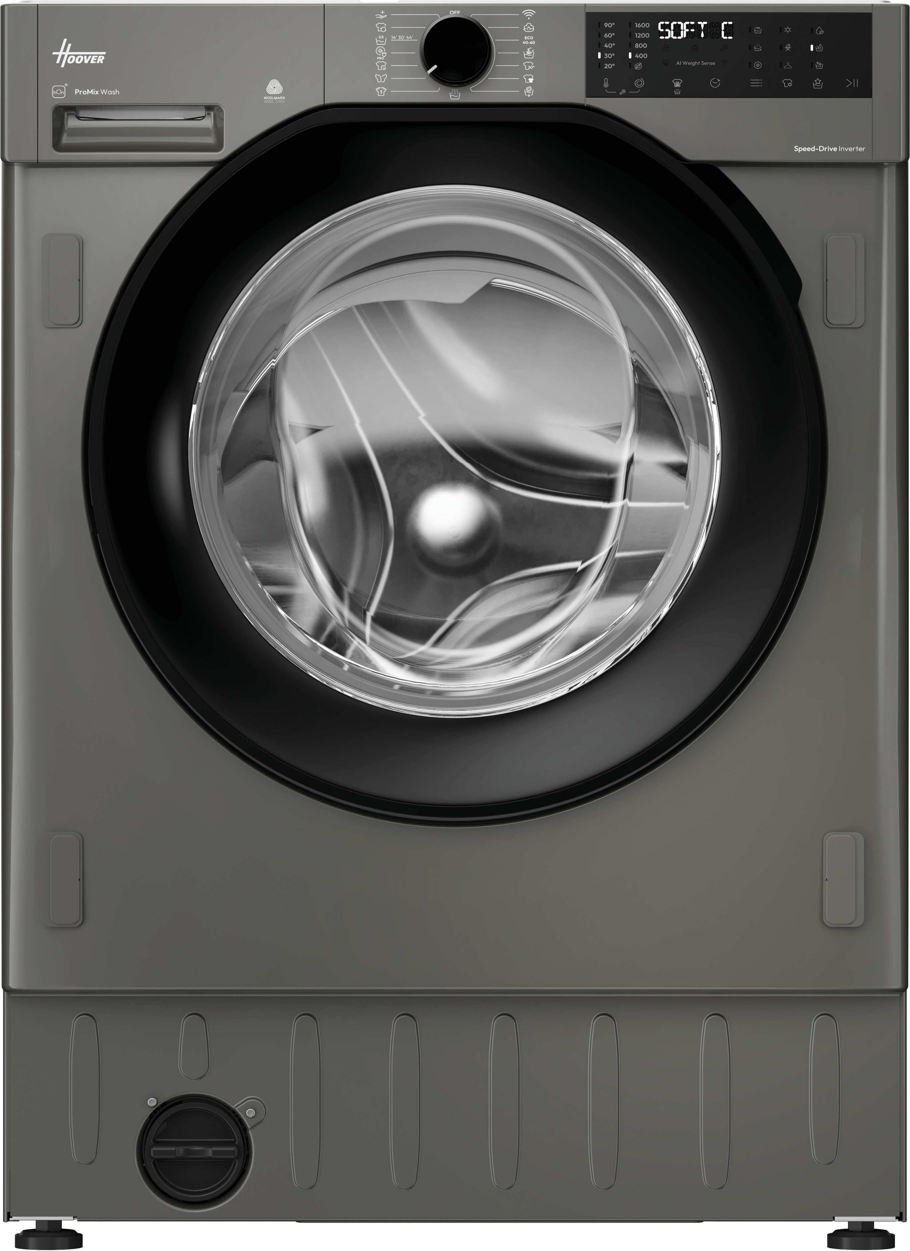 Image of Hoover H-WASH 400 Pro BH4S69M6DB9RJ-80 Integrated 9kg WiFi Connected Washing Machine with 1600 rpm - Anthracite - A Rated, Grey