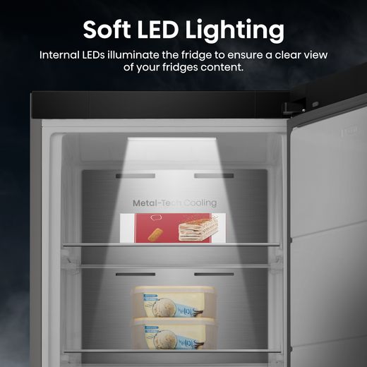 Hisense FT3K310SAIE 186cm Upright Freezer - Silver - Annotation - LED lighting shot