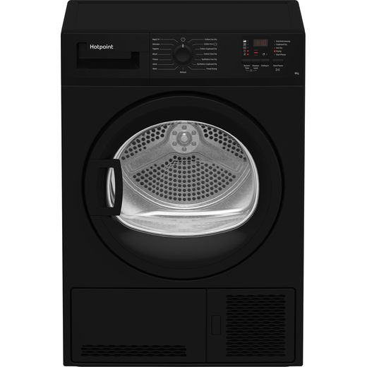 Hotpoint 8Kg Condenser Tumble Dryer - Black - Front high perpsective shot