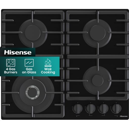 Hisense GG663BHF 60cm Gas Hob - Black - Front shot