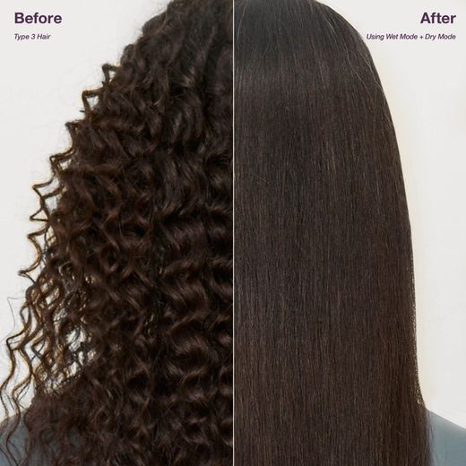 Shark SilkiPro Straight HT401UKPU Hair Straighteners - Plum Satin - annotation - before and after