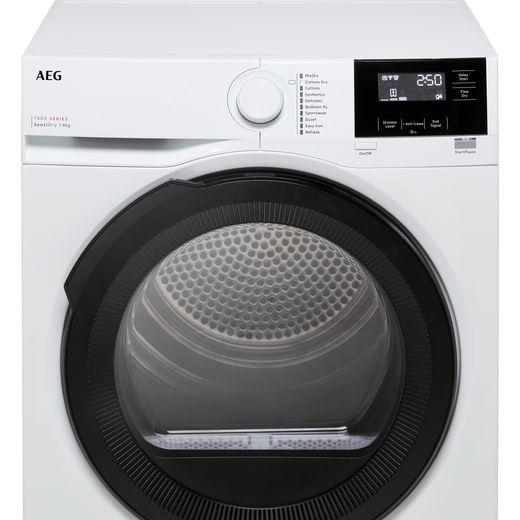 AEG SensiDry® Technology TR718L4B 8Kg Heat Pump Tumble Dryer - White  - Close up shot