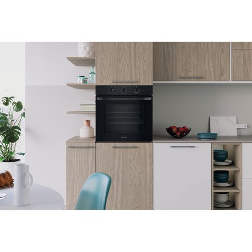 Indesit IO 233 B UK Electric Single Oven Black - Oven in kitchen shot