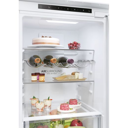 Haier Integrated Frost Free Fridge Freezer with Sliding Door Kit - White - Close up inside shot 