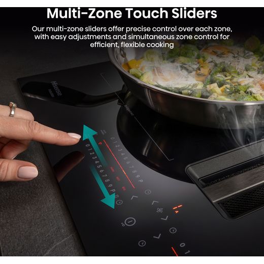 Hisense Hi6 HEH6432BSCWF 60cm Venting Induction Hob - Black - Annotation - Multi zone touch slider shot