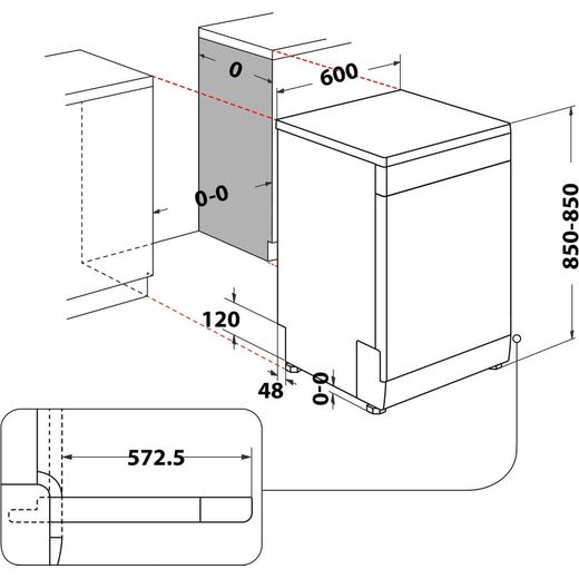 Hotpoint Standard Dishwasher - White - annotation - dimensions shot 