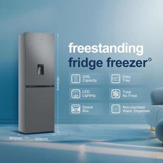 Fridgemaster MC55251DES 182cm 50/50 No Frost Fridge Freezer - Silver - Annotation -  Feature shot
