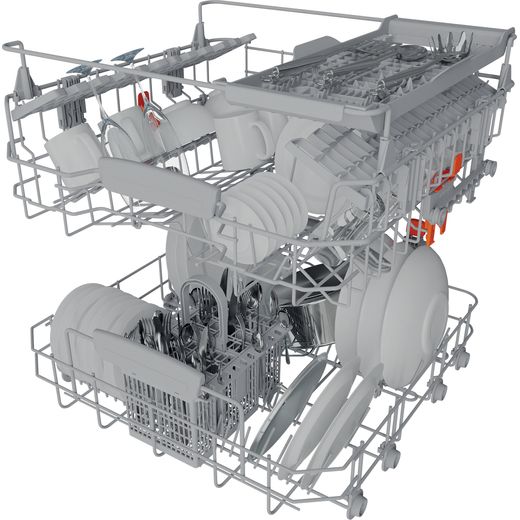 Hotpoint Fully Integrated Standard Dishwasher - Silver with Sliding Door Fixing Kit - Left perpsective shot